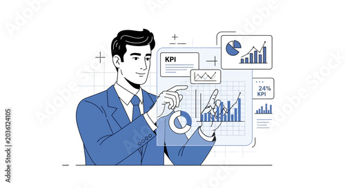 Businessman Analyzing Performance Metrics and KPIs