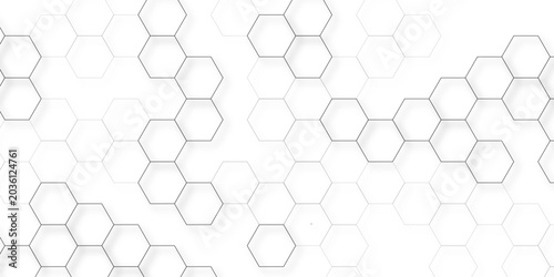 grey technology hexagonal abstract shadows background. Abstract grey stoke hexagon digital technology background. Vector abstract graphic design banner pattern presentation background web template.	