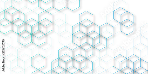 white and blue technology hexagonal abstract background. Abstract blue hexagon or digital technology background. Vector abstract graphic design banner pattern presentation background web template.	