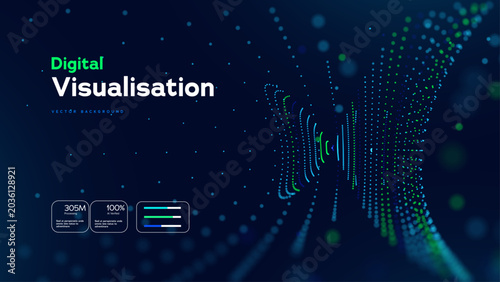 Konstfotografi Digital Visualisation Background With Futuristic Data Particles, Abstract AI Analytics And Smart Technology Interface