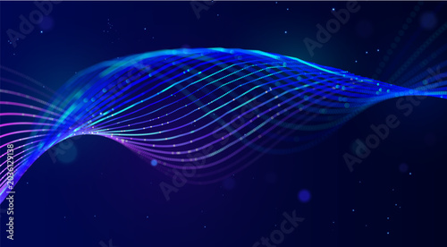 Cuadro en lienzo Futuristic digital transformation concept with dynamic neon lines and information flow
