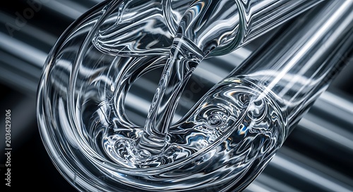 Glass, transparent, twisted tubes, industrial material, clear, reflective surface