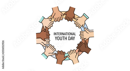 Foto Diverse hands joining in unity circle.