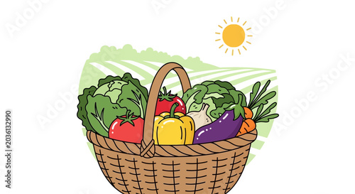 Tableau sur toile Fresh vegetables in a basket.