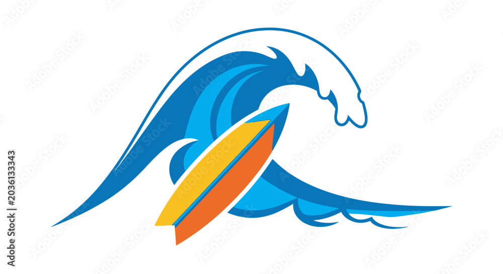 Obraz premium Surfboard riding ocean wave sports.