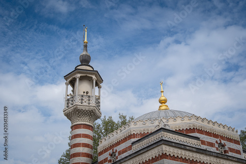 mosque, dome and minaret. Nalli Mescid (Vilayet Camii). Nalli mosque. istanbul, turkey.