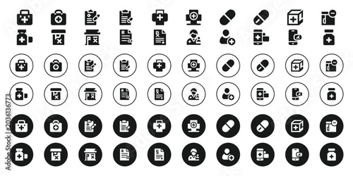 Photos Medical icons set healthcare pharmacy and first aid symbols collection