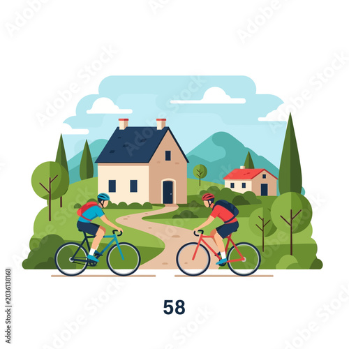 cycling, people riding bicycles on a country road