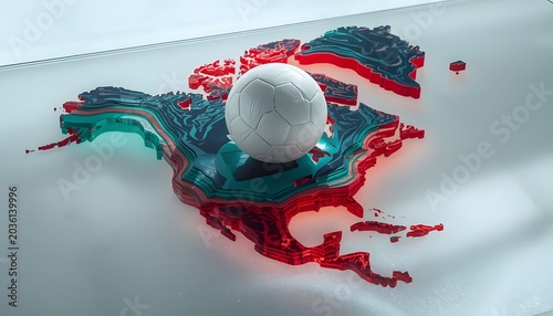 North america topographic map featuring translucent layered acrylic contours in sophisticated 3d digital art for corporate geographic data visualization