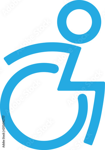 Blue accessibility symbol with wheelchair user