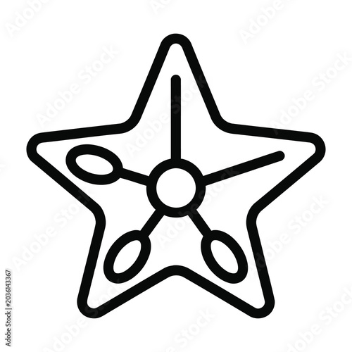 star symbol icon with lines and circle center