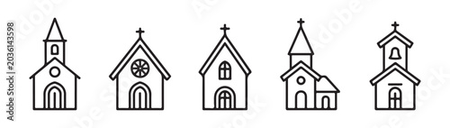 Tableau sur toile Religious church icons collection featuring diverse architectural styles and cross symbols