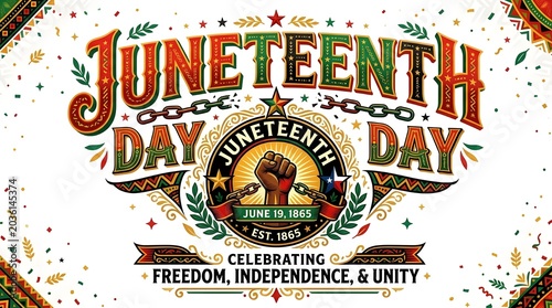 Juneteenth Day Celebrating Freedom and Liberation Poster Vibrant Juneteenth Commemoration Graphic with Pan-African Colors June 19th Freedom and Unity Celebration Banner