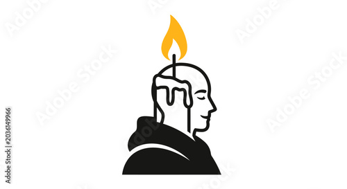 Photos Conceptual Illustration of a Human Head as a Melting Wax Candle