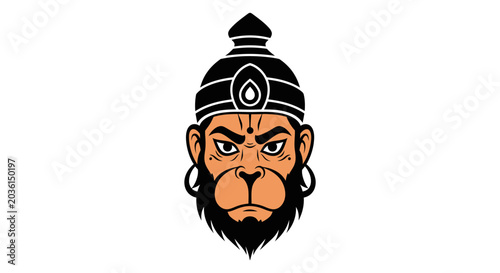 Photography Lord Hanuman Face Vector Illustration
