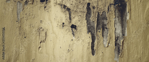 Canvastavla Yellow peeling paint wall texture for backgrounds, graphic design projects, prints, websites, and artistic inspiration on aged surfaces
