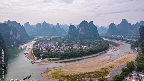 Xingping Village and Li River Karst Mountains in Yangshuo, Guilin, China in Xingping, Yangshuo, Guilin, China