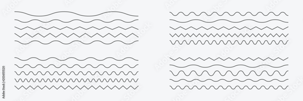 Quadro em tela Wave line and wavy zigzag pattern lines