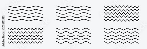 Obraz na plátně Wave line and wavy zigzag pattern lines