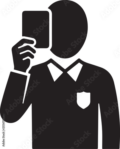 Obraz na płótnie Referee Silhouette Holding Up a Penalty Card for Sports Foul