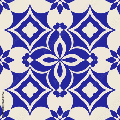Billede på lærred Luxurious geometric blooms merging retro artistry with contemporary decorative floral sophistication beautifully