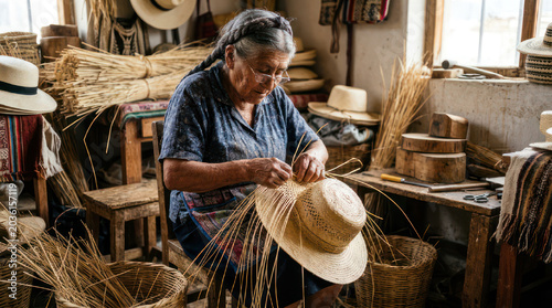 Weaving a Traditional Straw Hat Craftsmanship and Cultural Heritage.