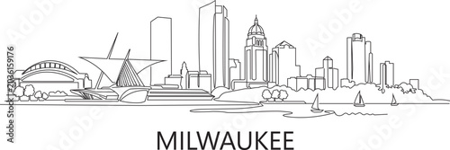 Bild auf Leinwand Line art skyline of Milwaukee, Wisconsin