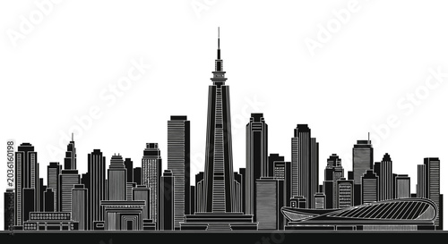Modern City Skyline Silhouette Illustration for Urban Design