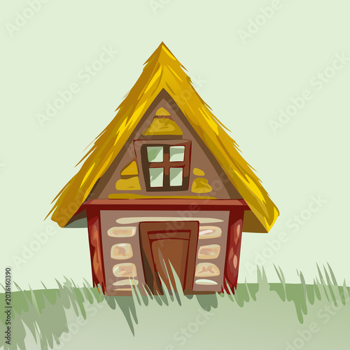 House Art Nature Illustration With Cozy Home Surrounded By Natural Landscape And Trees