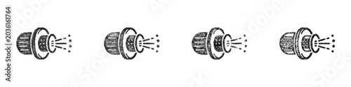 Tableau sur toile Black and white sketch ion engine icon design set