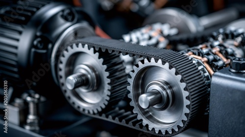 Industrial timing belt mechanism transmitting power