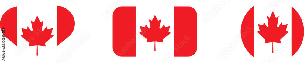 Obraz premium Canada flag heart, circle and square shape on isolated transparent background 