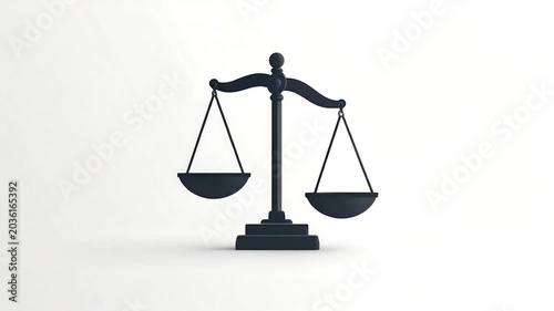 Vintage dark grey scales of justice on a clean white background symbolic of law and balance