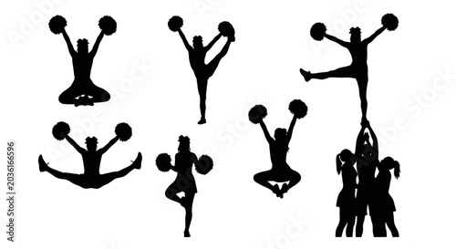 Cheerleader Silhouette Clipart Set