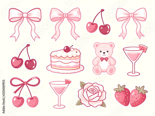 set of pink and pink cocktails