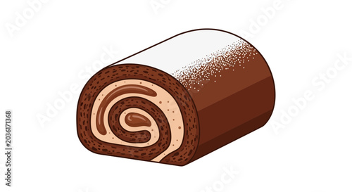 Bild auf Leinwand Illustration of a Delicious Chocolate Swiss Roll Cake
