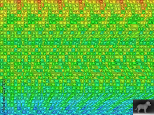 Billede på lærred Stereogram pattern with colorful dots creating a hidden dog image