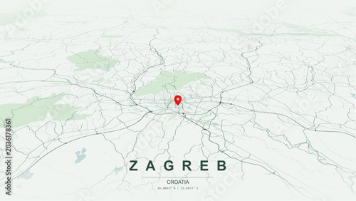 Photos Modern minimalist vector map of Zagreb, Croatia