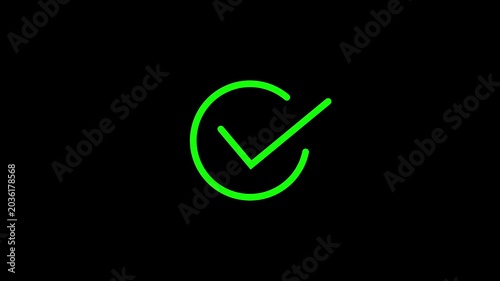 Green checkmark symbol on black background confirmation animated check mark confirmation tick symbol