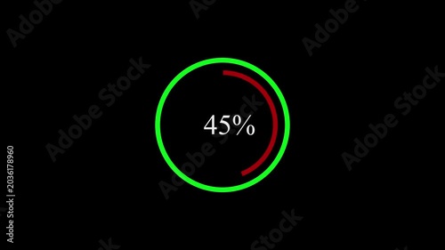 Battery charging animation green circle 22 percent level progress indicator percentage