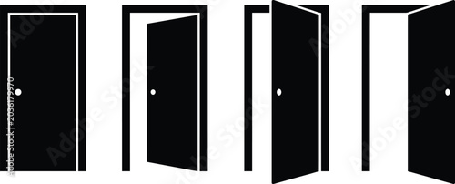 Fotografi doors open and closed set with black and white design elements featuring archite