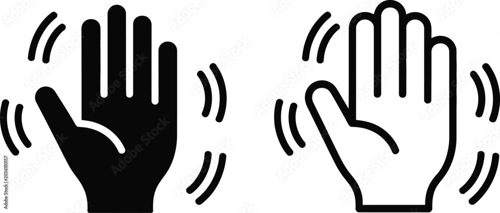 Fototapeta premium hands clapping with sound waves illustration featuring black, white, vector with graphic and design elements