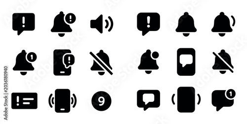 Notification icons indicating alerts on white background