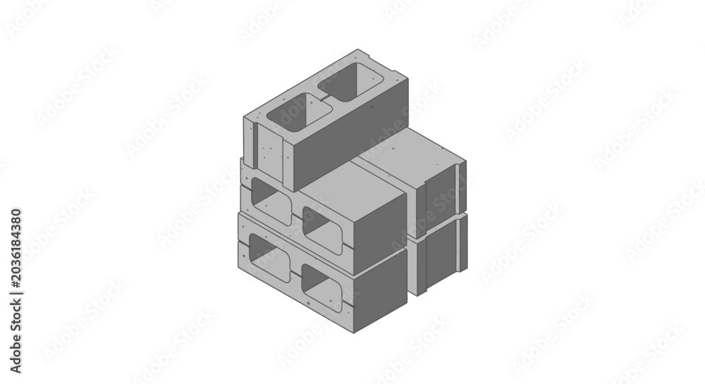 Fototapeta premium Three Hollow Concrete Blocks in Stacked Formation.