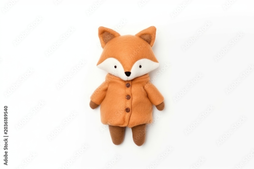 Naklejka premium Full body of fox plush cute toy.