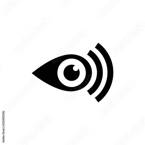 Tableau sur toile Black eye icon with sound waves emanating from the right side