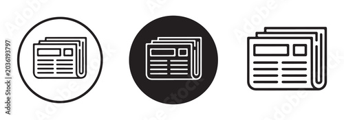 Quadro su tela Newspaper icons set folded news sheets symbols isolated on white background line art and filled versions