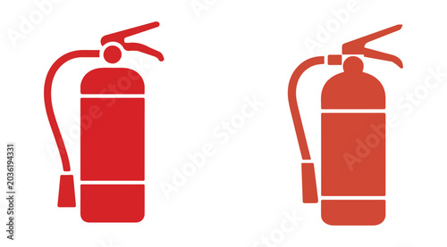 Foto Red fire extinguisher icons on white background safety equipment for emergencies and fire prevention solution