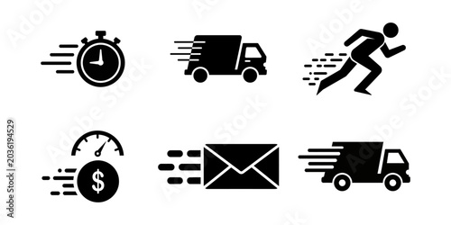Fotografía Quick delivery and fast shipping icons for efficient logistics