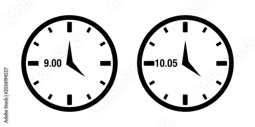 Bild auf Leinwand Quick time passage illustration clocks showing 9 00 and 10 05
